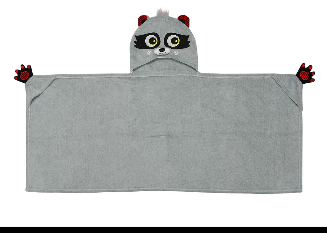 Kids Plush Terry Hooded Bath Towel - Rocco the Raccoon