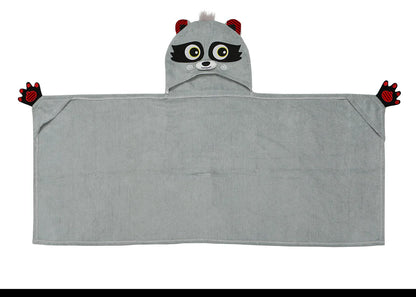 Kids Plush Terry Hooded Bath Towel - Rocco the Raccoon