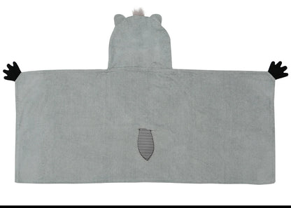 Kids Plush Terry Hooded Bath Towel - Rocco the Raccoon