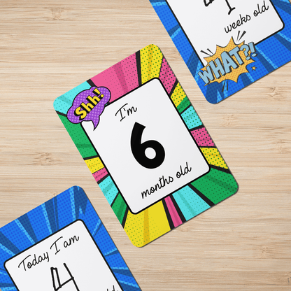 Comic Baby Milestone Cards - Set of 25