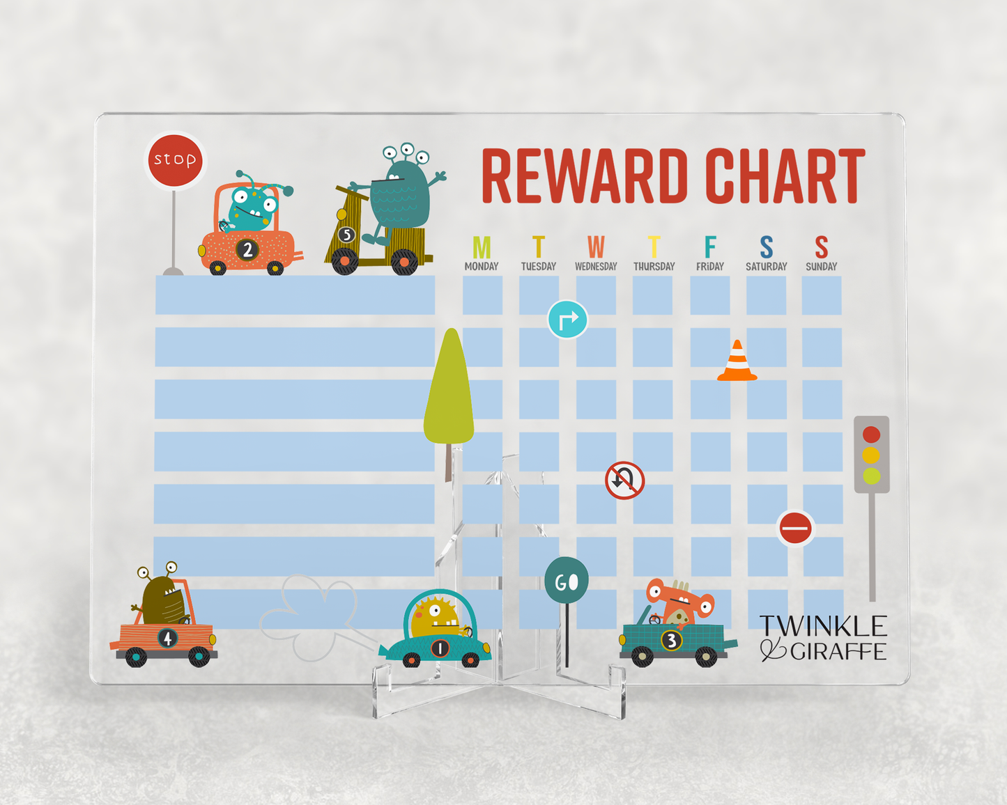 Little Racer Monsters Acrylic Reward Chart