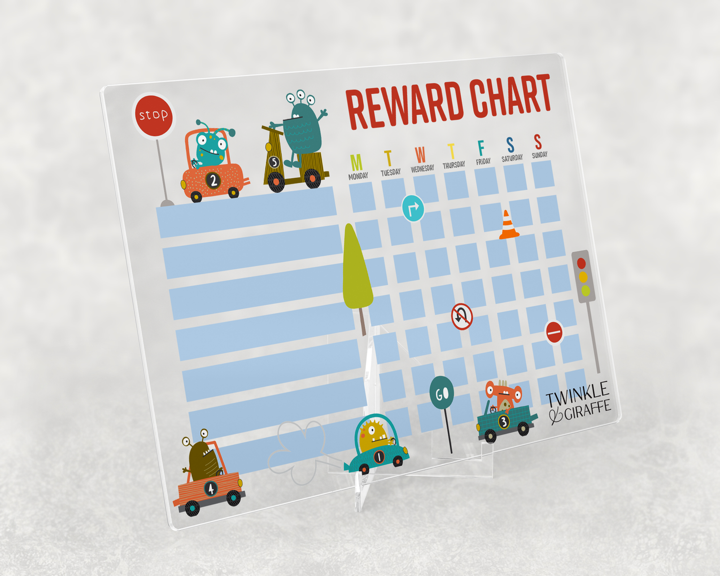 Little Racer Monsters Acrylic Reward Chart