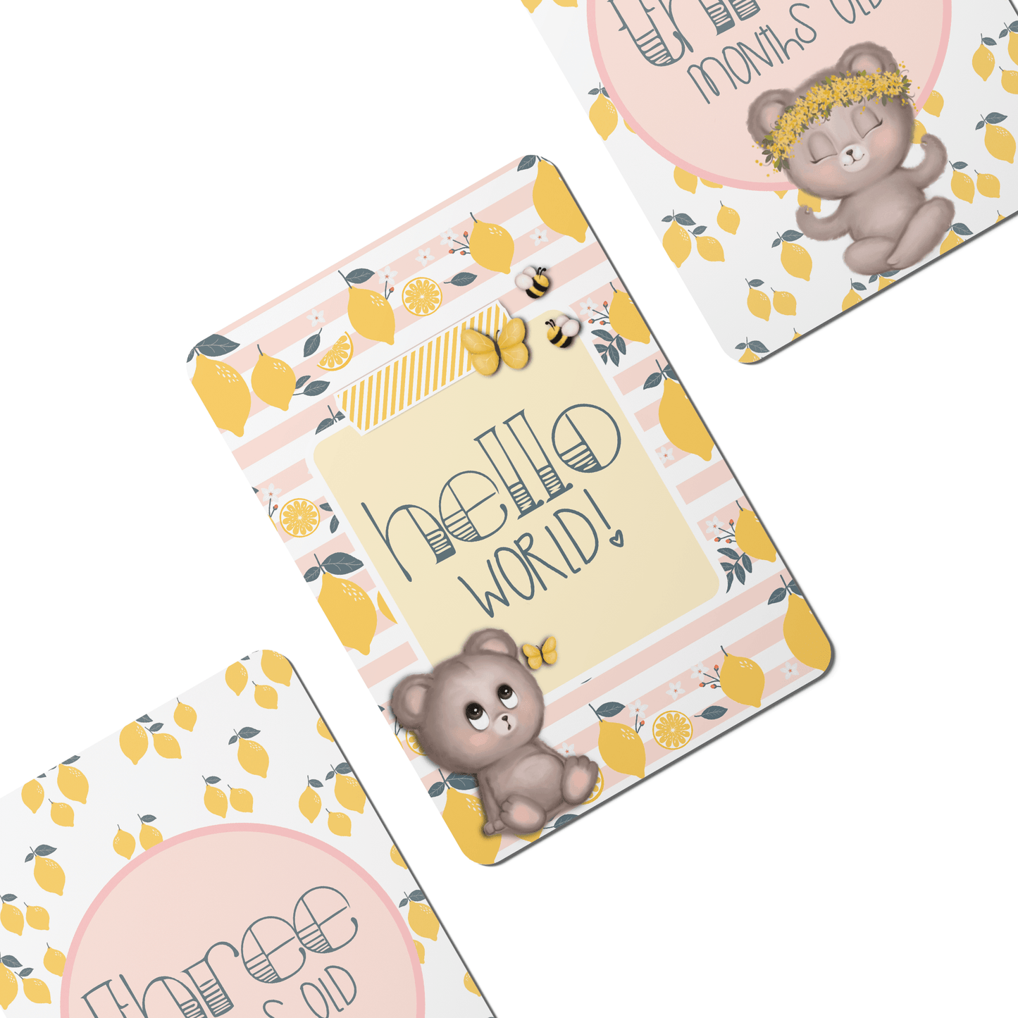 Lemon Bear Baby Milestone Cards - Set of 25