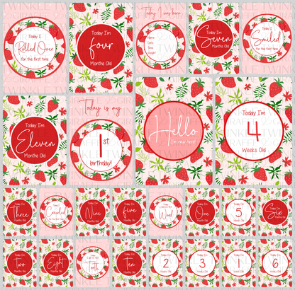 Twinkle Strawberry Baby Milestone Cards - Set of 25