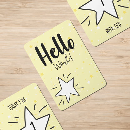 Yellow Twinkle Stars Baby Milestone Cards - Set of 25