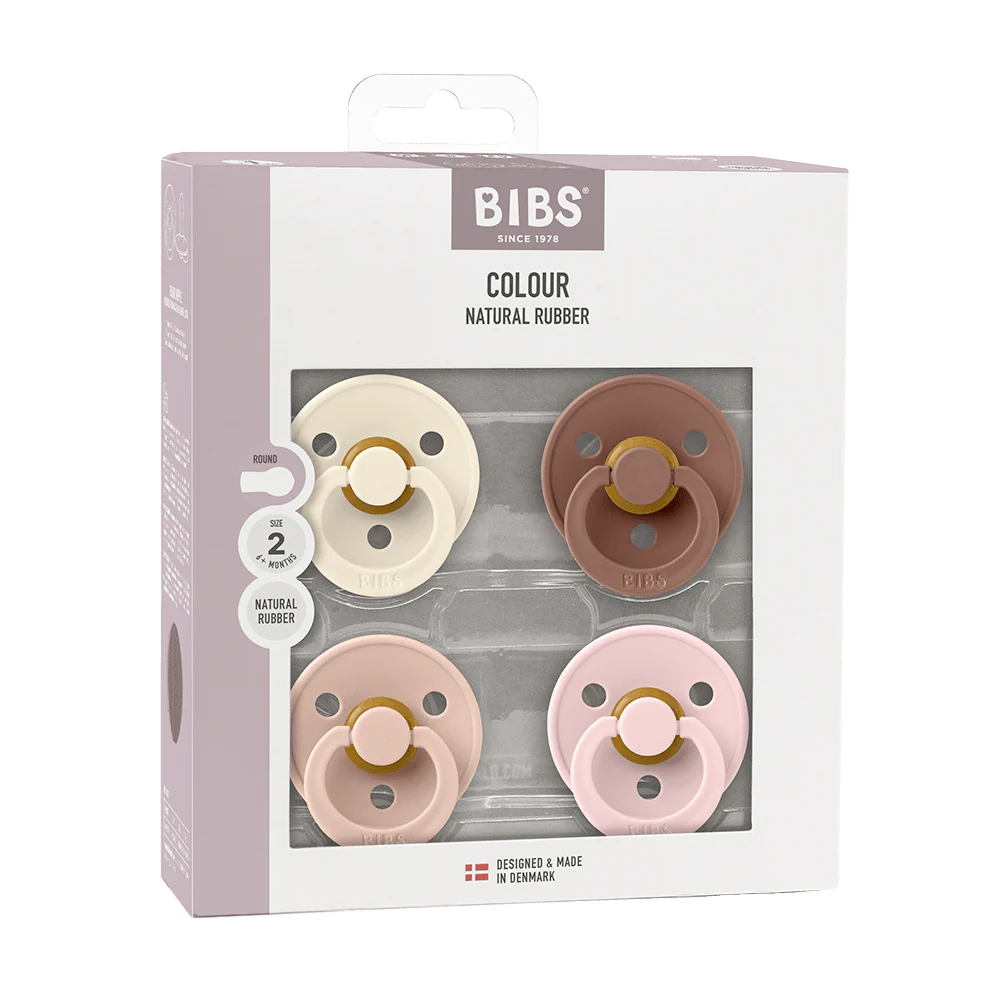 Colour Pacifiers (4 Pack) - Size 1 - Ivory/Blush/Woodchuck/Blossom