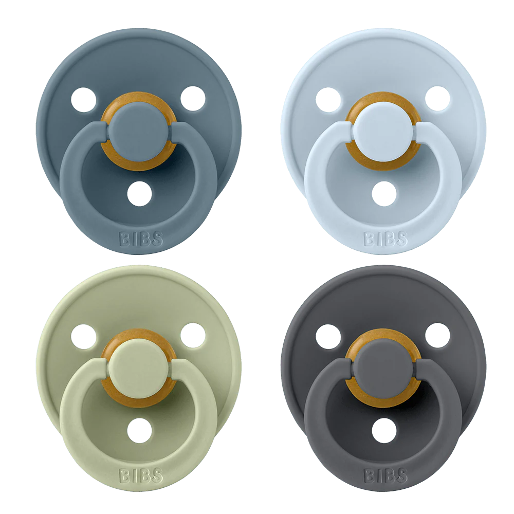 Colour Pacifiers (4 Pack) - Size 1 - Petrol/Sage/Baby Blue/Iron