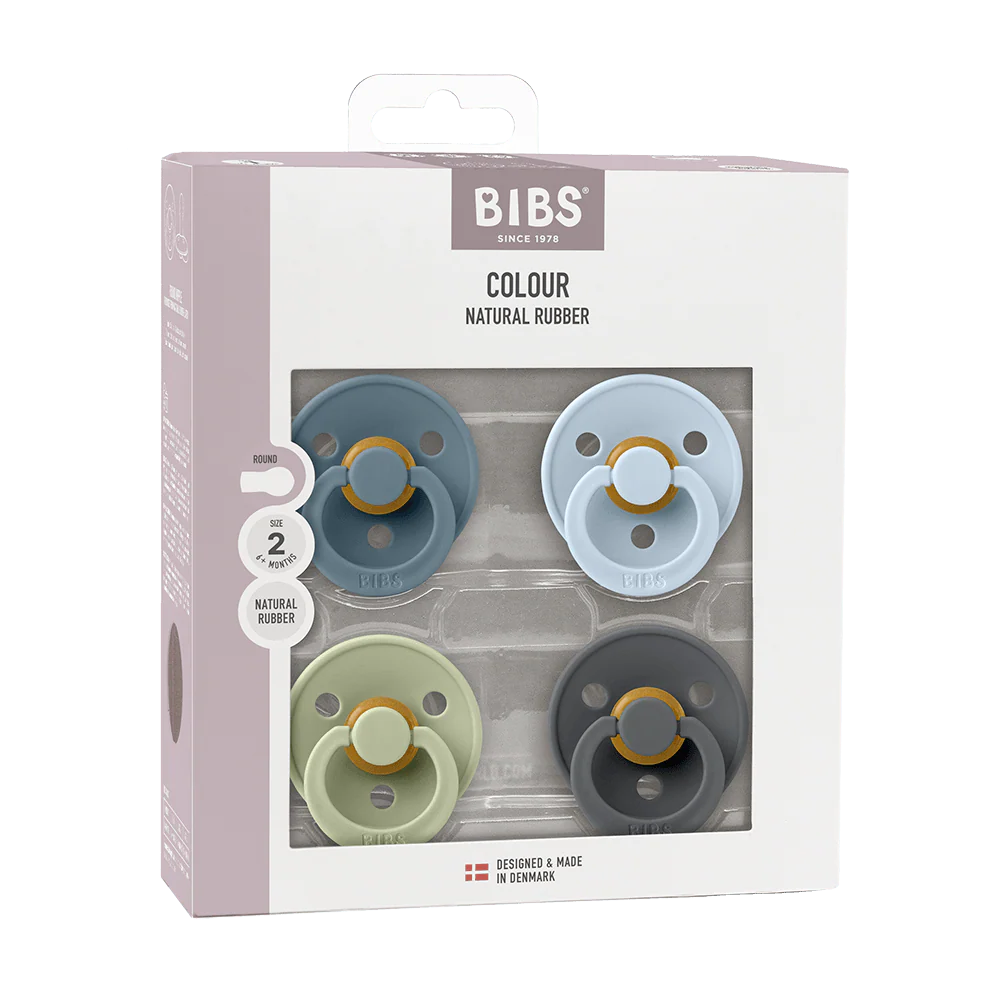 Colour Pacifiers (4 Pack) - Size 1 - Petrol/Sage/Baby Blue/Iron