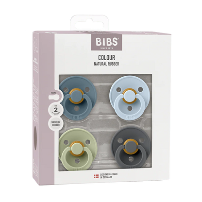 Colour Pacifiers (4 Pack) - Size 1 - Petrol/Sage/Baby Blue/Iron