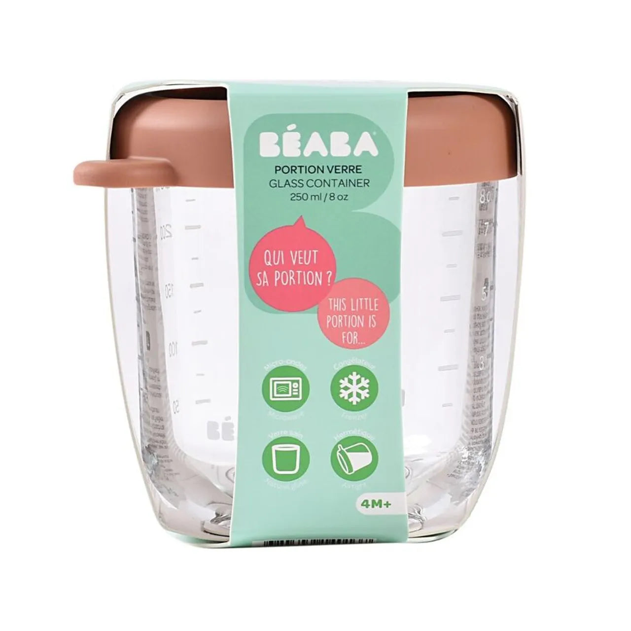 Conservative Glass Food Container - Terracotta - 250 ml