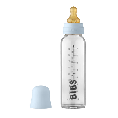 Baby Glass Bottle Complete Set 225ml - Baby Blue