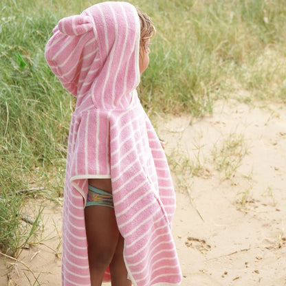 Kids Character Hooded Towel - Cotton Candy Pink Stripe
