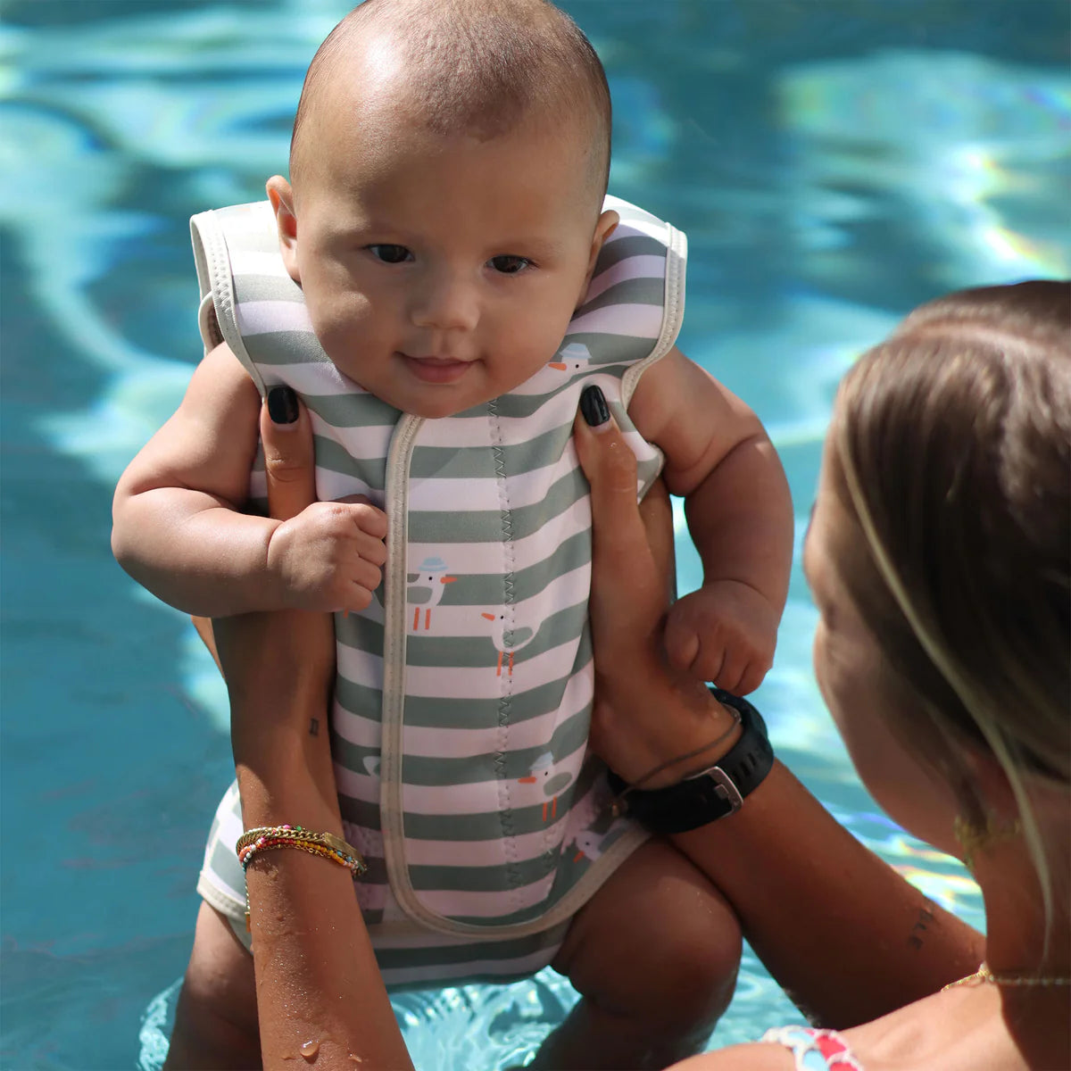 Baby Wetsuit - Sammy the Seagull Green Stripe