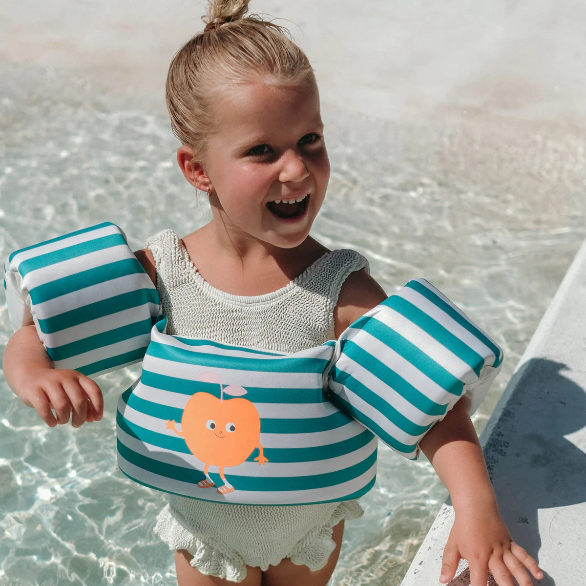 Floatie Jacket 3-6 - Poppy the Peach Green Stripe