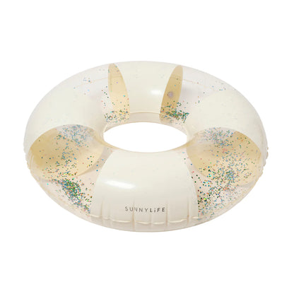 Tube Pool Ring - Cotton Candy Glitter Stripe