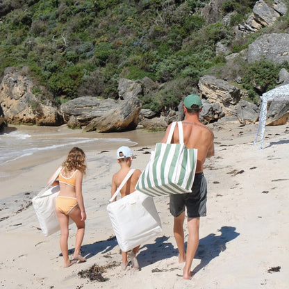 Carryall Beach Bag - The Vacay Olive Stripe
