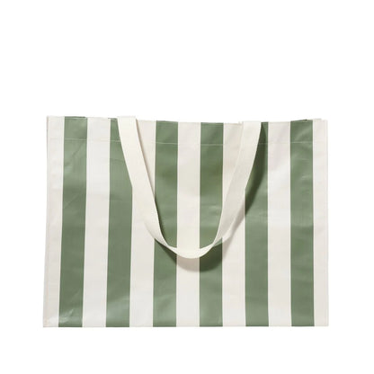 Carryall Beach Bag - The Vacay Olive Stripe