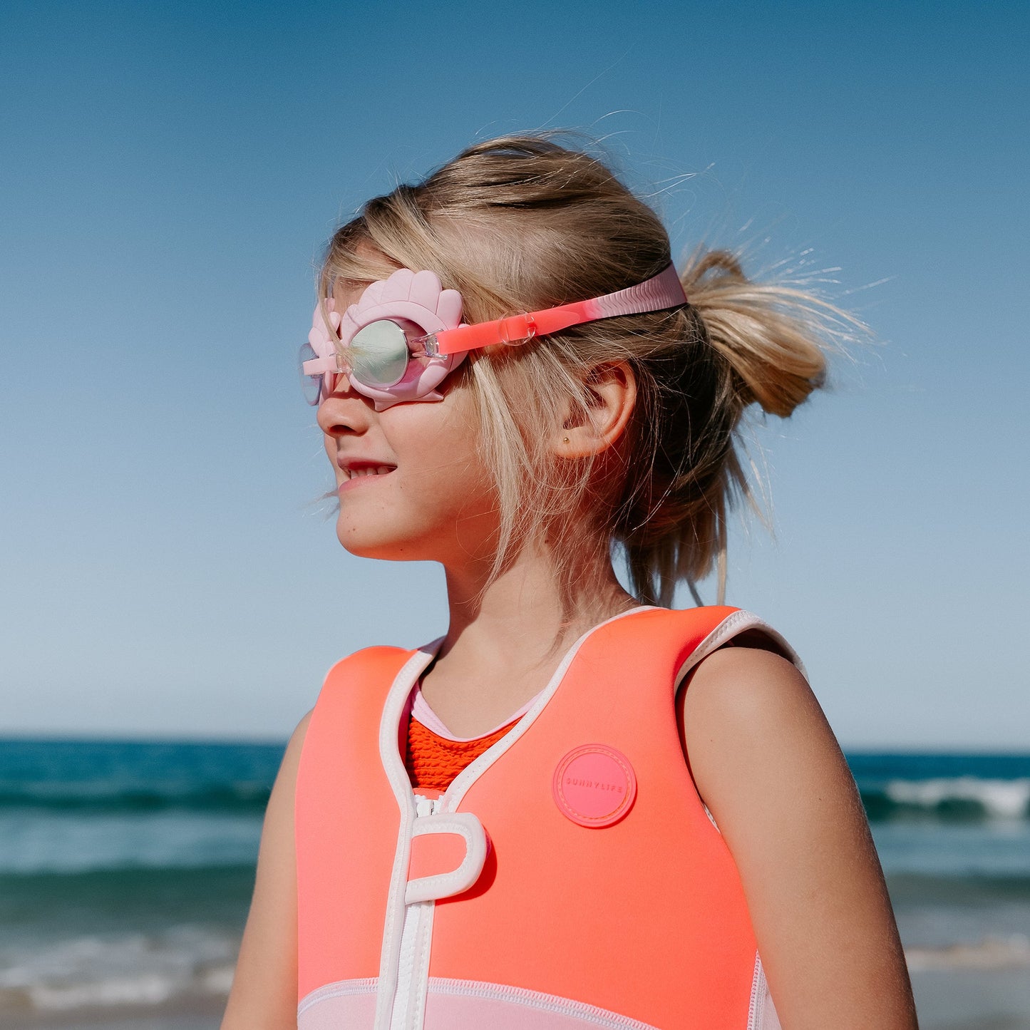 Mini Swim Googles - Melody the Mermaid Neon Strawberry