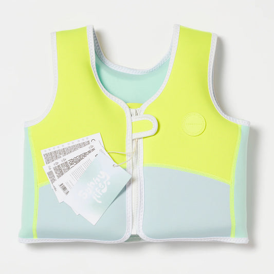 Swim Vest - Salty the Shark Aqua Neon Yellow - 2-3 years