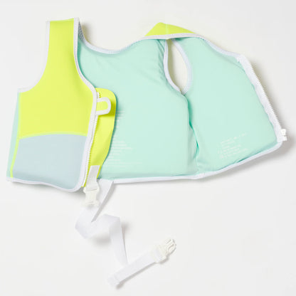 Swim Vest - Salty the Shark Aqua Neon Yellow - 1-2 years