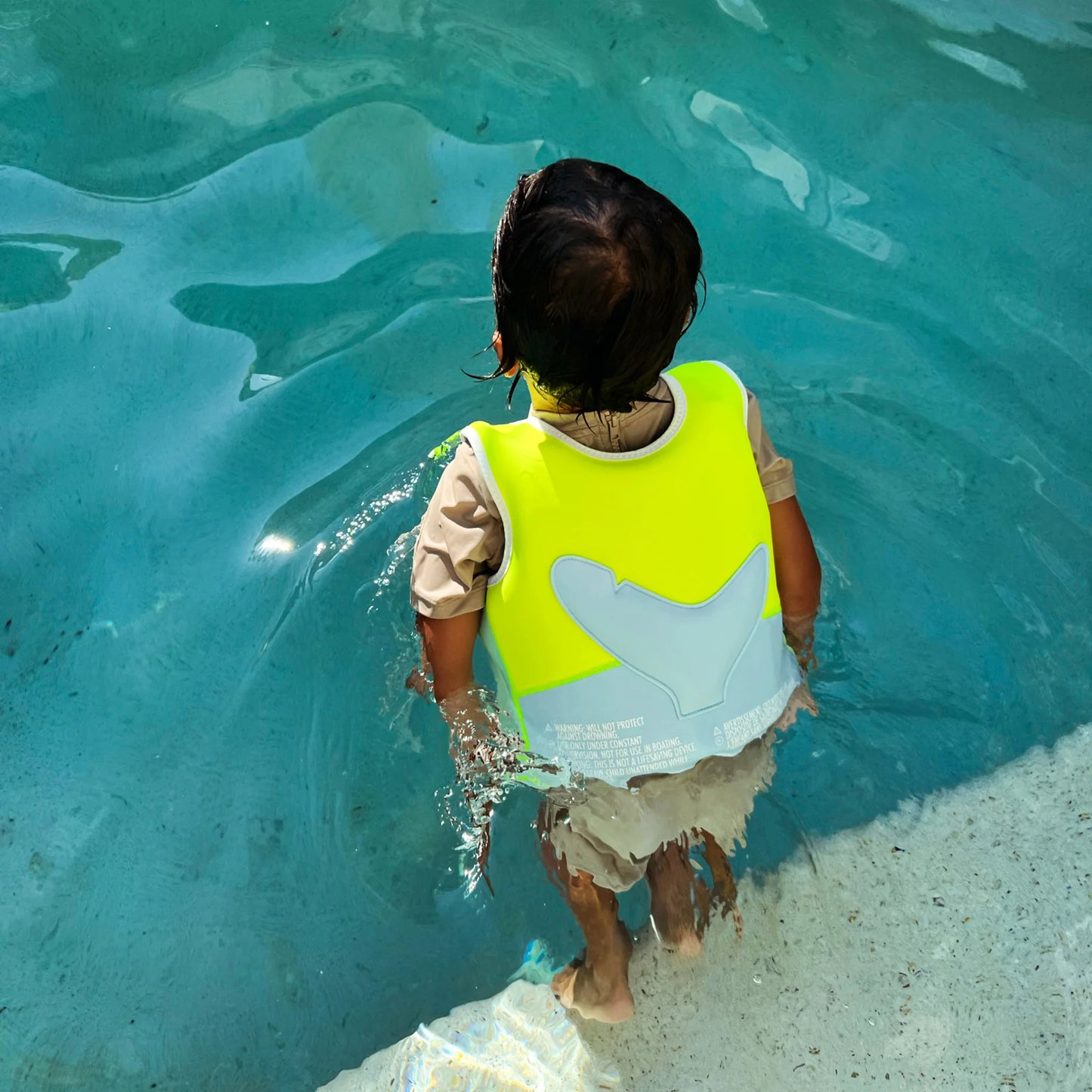 Swim Vest - Salty the Shark Aqua Neon Yellow- 3-6 years