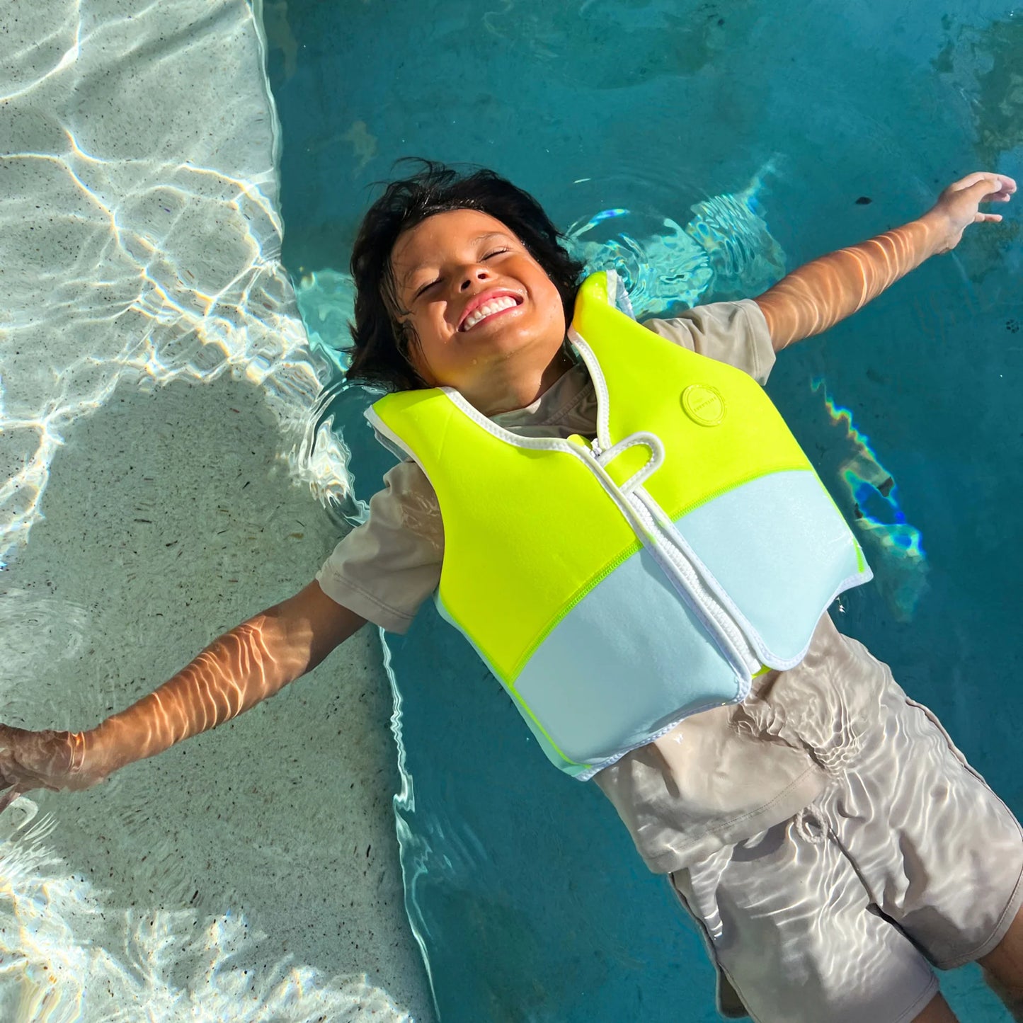 Swim Vest - Salty the Shark Aqua Neon Yellow- 3-6 years