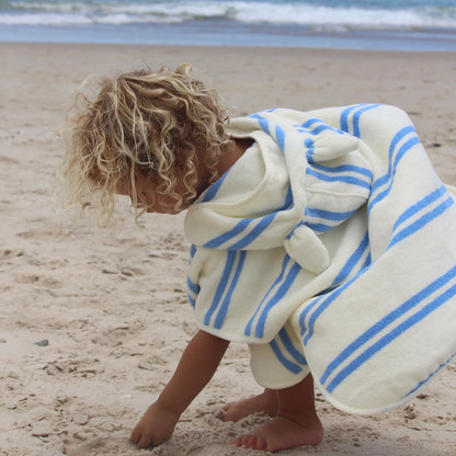 Kids Character Hooded Towel - Sammy the Seagull Blue Stripe