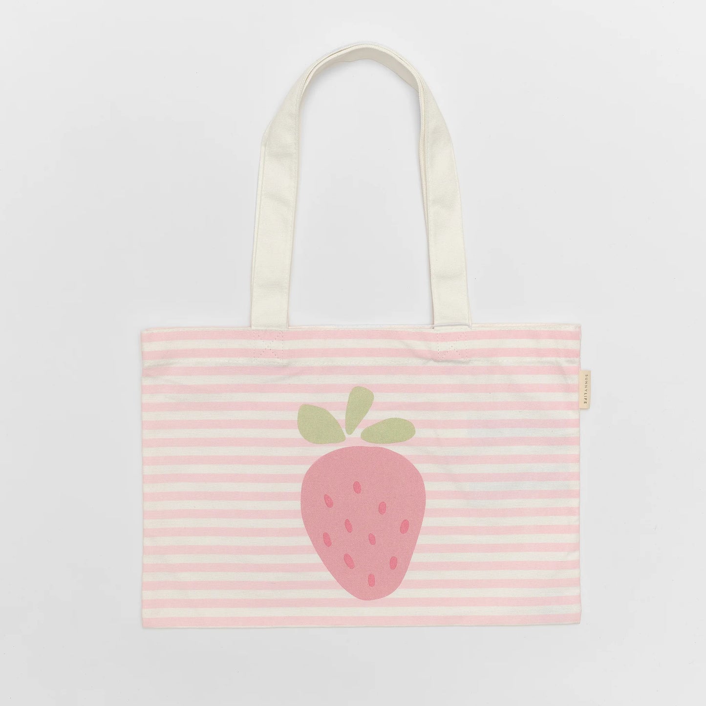 Canvas Beach Bag - Strawberry Sunshine Pink Stripe