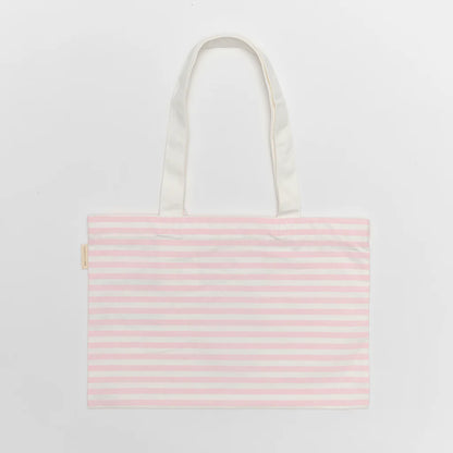 Canvas Beach Bag - Strawberry Sunshine Pink Stripe