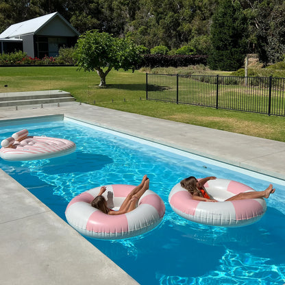 Luxe Pool Ring - Stole My Heart Pink Stripe