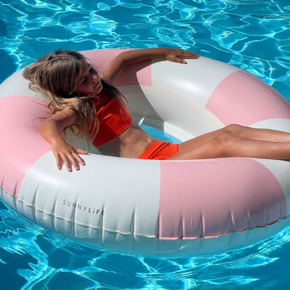 Luxe Pool Ring - Stole My Heart Pink Stripe