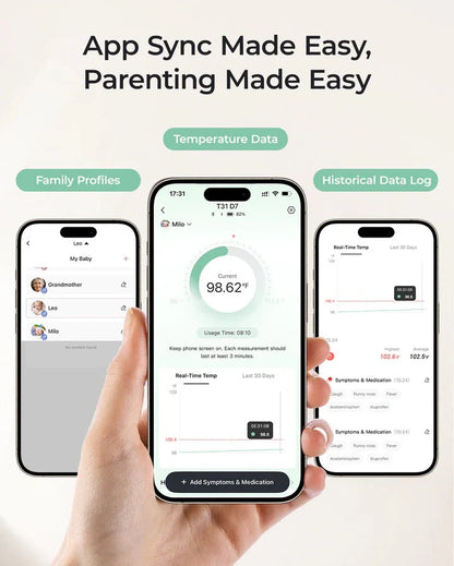 Smart Wearable Baby Thermometer - Medical-Grade Accuracy & Real-Time App Monitoring