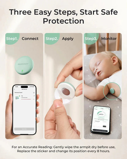 Smart Wearable Baby Thermometer - Medical-Grade Accuracy & Real-Time App Monitoring