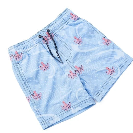 Octopus Icon Embroidered Swim Trunks
