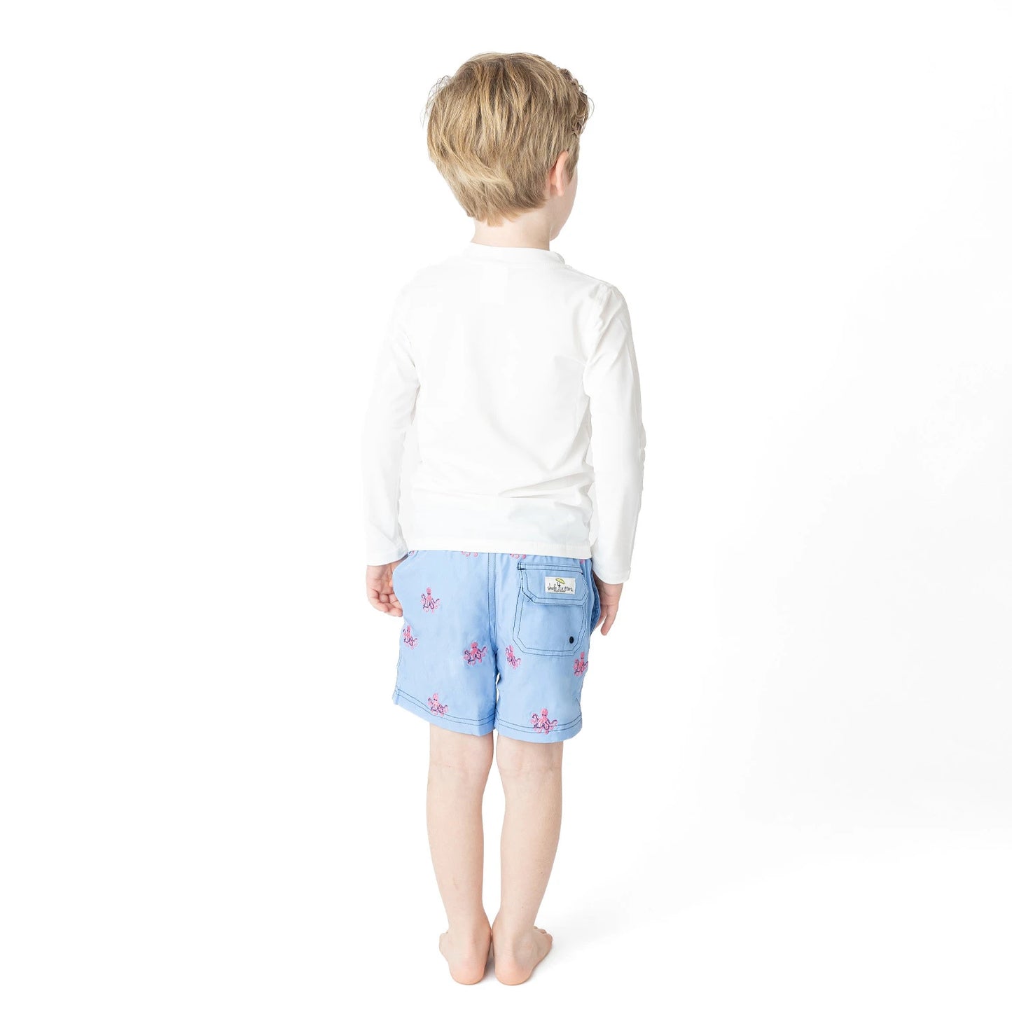 Octopus Icon Embroidered Swim Trunks