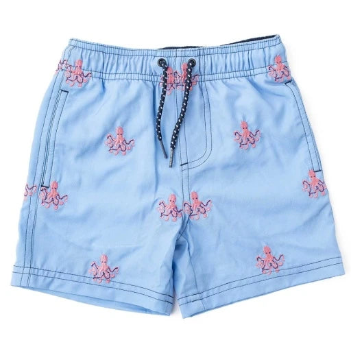 Octopus Icon Embroidered Swim Trunks