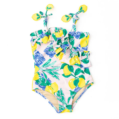 Santorini Citrus 1pc Ruffle Swim Suit