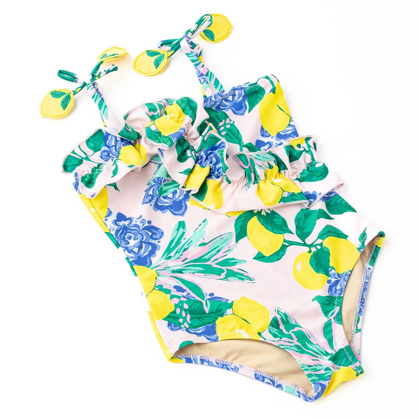 Santorini Citrus 1pc Ruffle Swim Suit