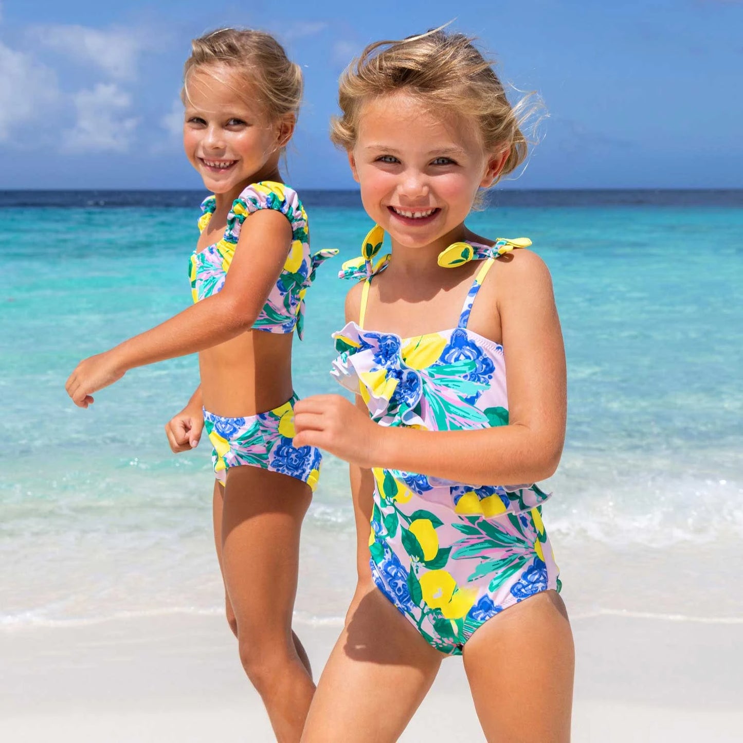 Santorini Citrus 1pc Ruffle Swim Suit