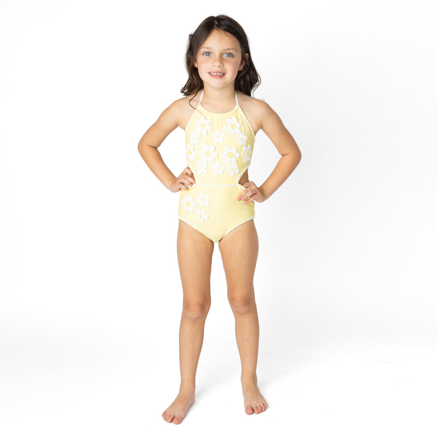 Butter Daisy Girls Crochet Halter One Piece Swimsuit