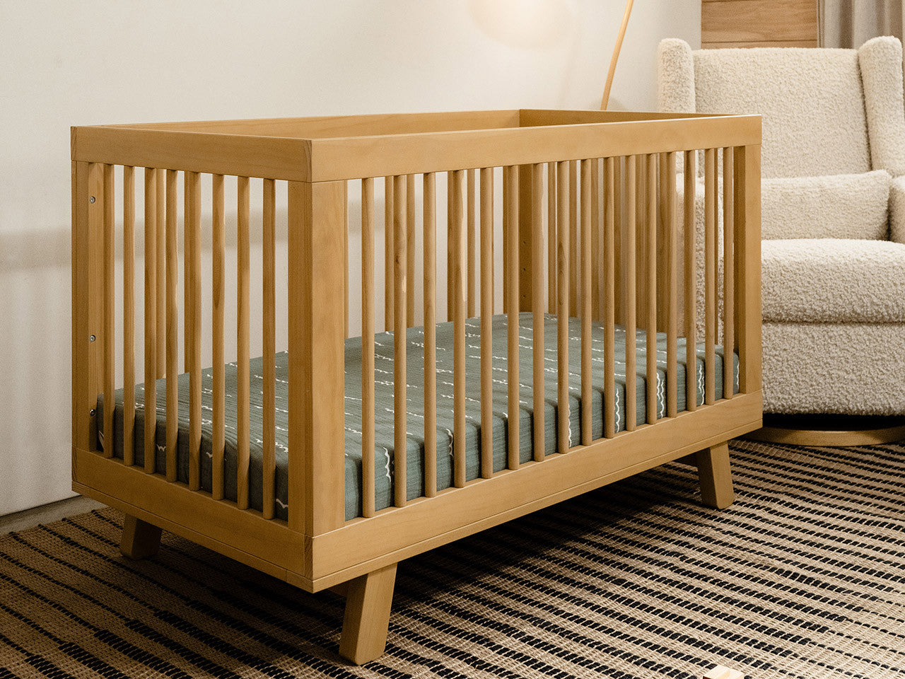 Hudson 3-in-1 Convertible Crib - Honey Finish
