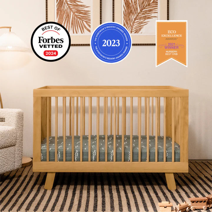 Hudson 3-in-1 Convertible Crib - Honey Finish