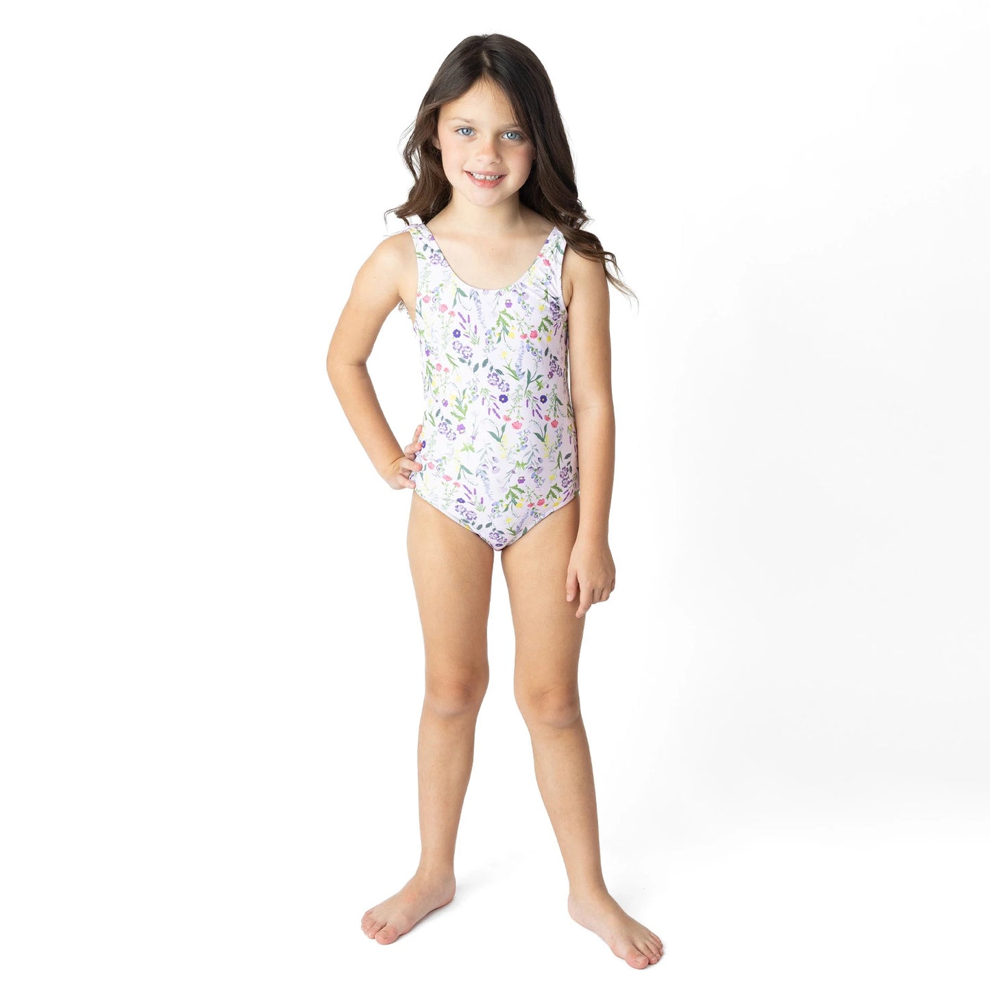 Wildflower Fields Girls Fringe Back One Piece Swimsuit
