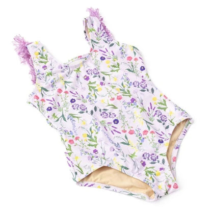 Wildflower Fields Girls Fringe Back One Piece Swimsuit