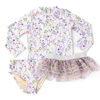Wildflower Fields Girls Rashguard Swim Set