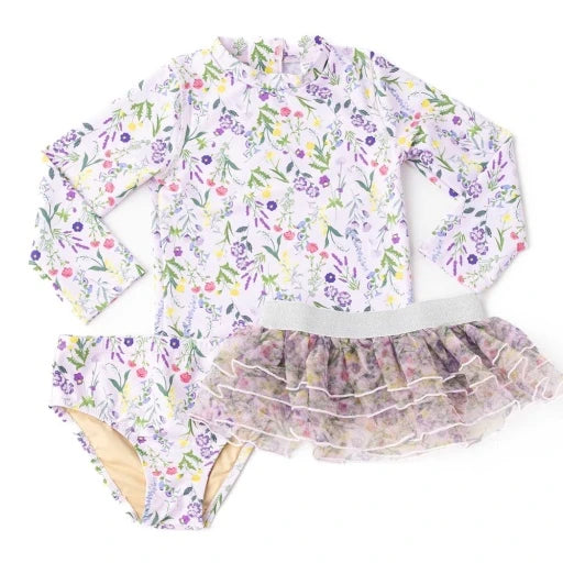 Wildflower Fields Girls Rashguard Swim Set