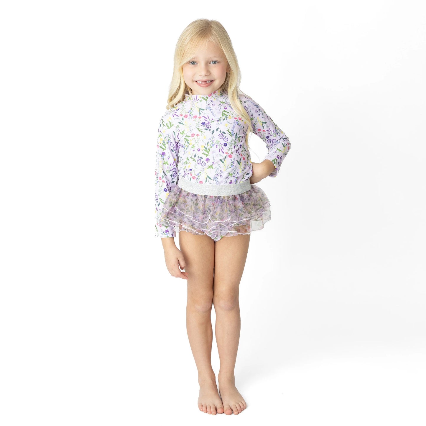 Wildflower Fields Girls Rashguard Swim Set