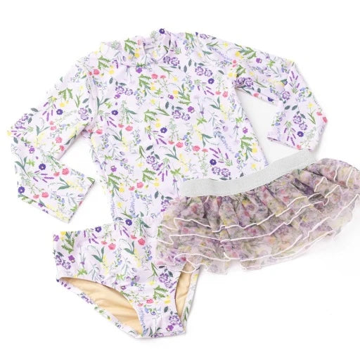 Wildflower Fields Girls Rashguard Swim Set