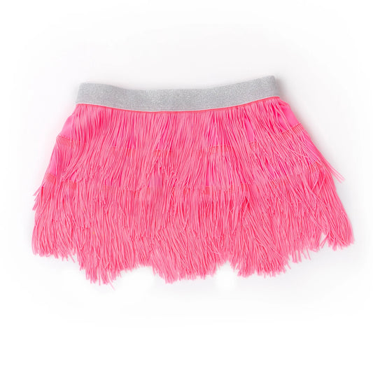 Hot Pink Girls Fringe Skirt Cover Up
