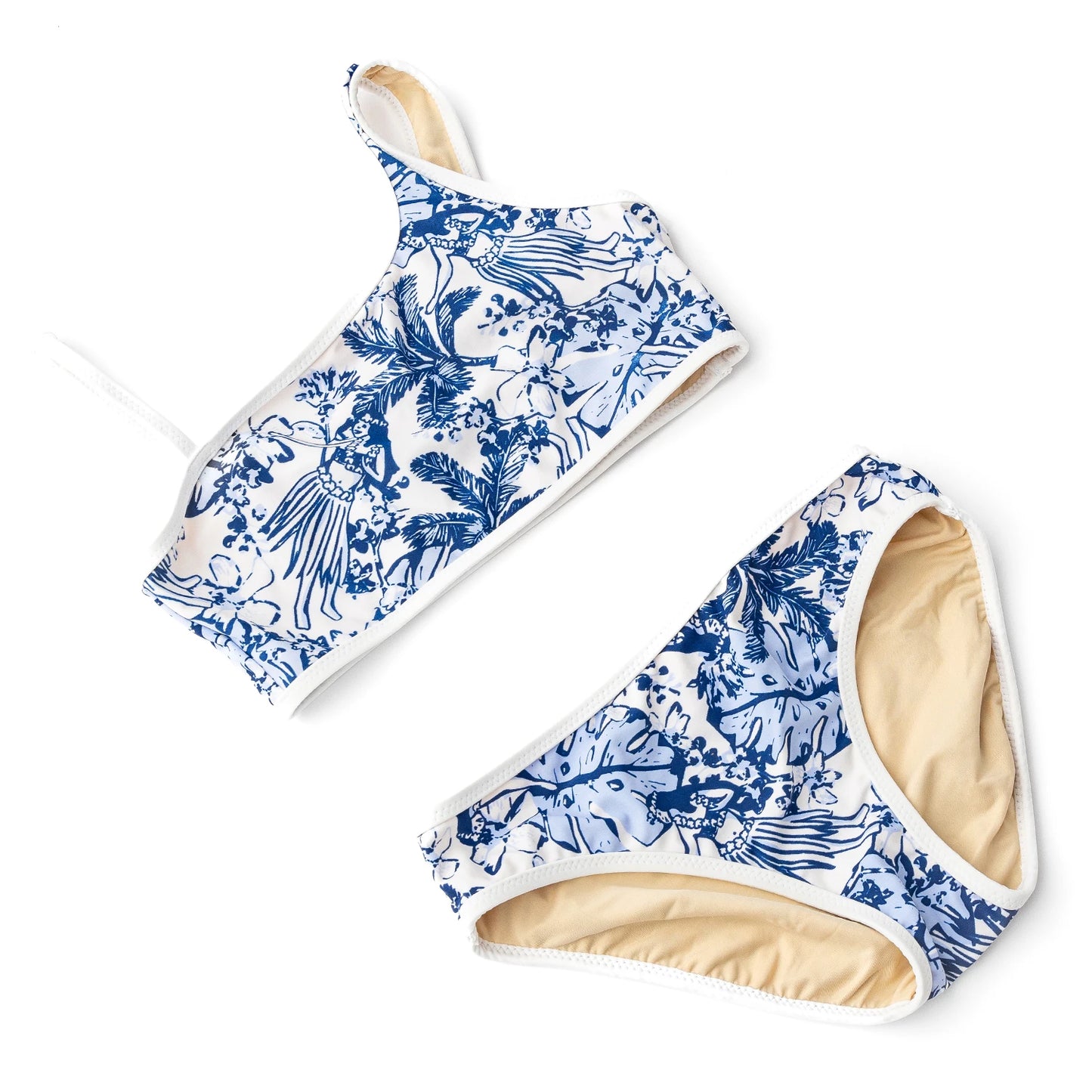 Tiki Tides Girls One Shoulder Two Piece Swimsuit
